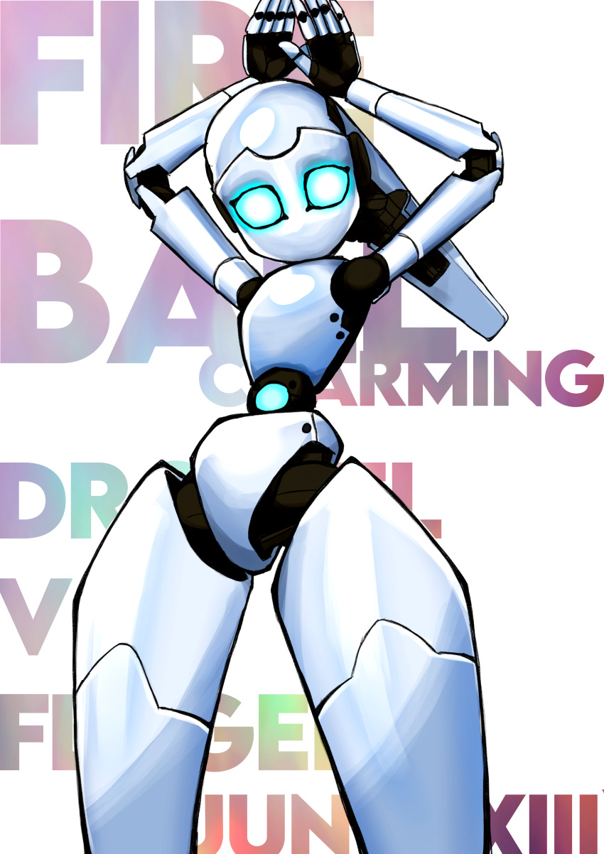 1girl absurdres blue_eyes colored_skin disney drossel_von_flugel fireball_(series) highres humanoid_robot joints looking_at_viewer no_humans no_mouth robot robot_girl robot_joints shiny_skin solo thick_thighs thighs user_gttg8478 white_skin