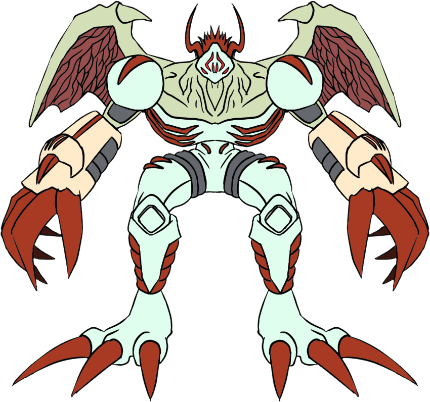 absurdres arkadimon_perfect armor bandai claws creature digimon digimon_story:_cyber_sleuth_hacker's_memory fangs full_armor full_body highres horns monster no_humans official_art solo tentacles transparent_background wings