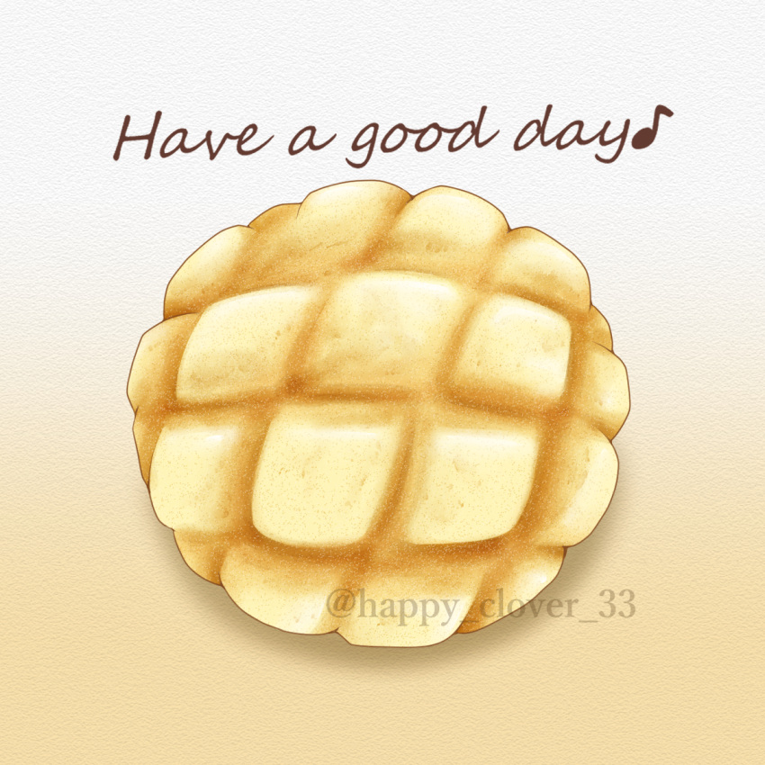 bread english_text food food_focus happy_clover_3 highres melon_bread musical_note no_humans original twitter_username