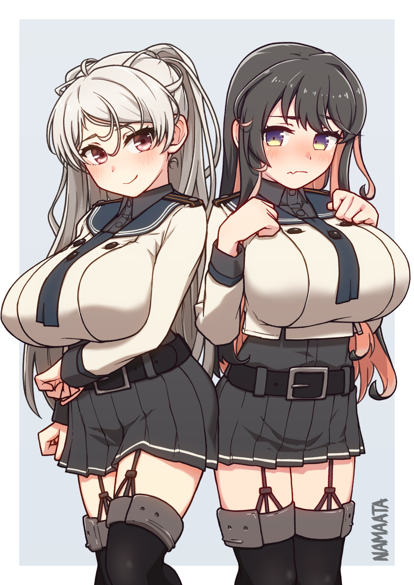 2girls absurdres conte_di_cavour_(kancolle) cosplay highres kantai_collection multiple_girls naganami_(kancolle) namaata noshiro_(kancolle) noshiro_kai_ni_(kancolle) noshiro_kai_ni_(kancolle)_(cosplay)