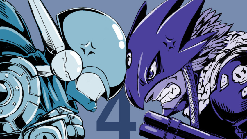 2boys anger_vein beelzebumon blue_theme clenched_hand clenched_teeth covering_face digimon digimon_(creature) digimon_tamers english_commentary eye_mask from_side fur_trim gun jacket justimon limited_palette mechanical_arms multiple_boys profile scarf short_hair single_mechanical_arm spiky_hair taqrider teeth upper_body weapon