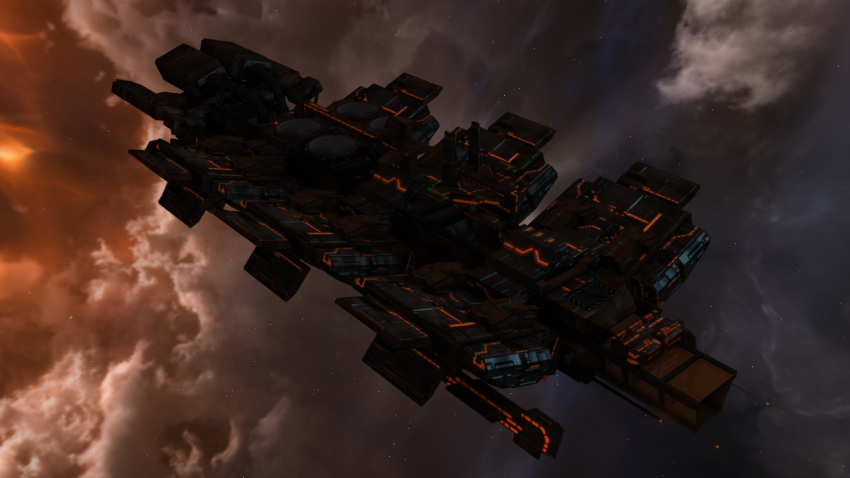 3d capital_ship_(eve_online) clouds commentary concept_art eve_online glowing military_vehicle n1ghtdrag0n nebula no_humans original outdoors realistic science_fiction sky space spacecraft star_(sky) starry_background starry_sky vehicle_focus