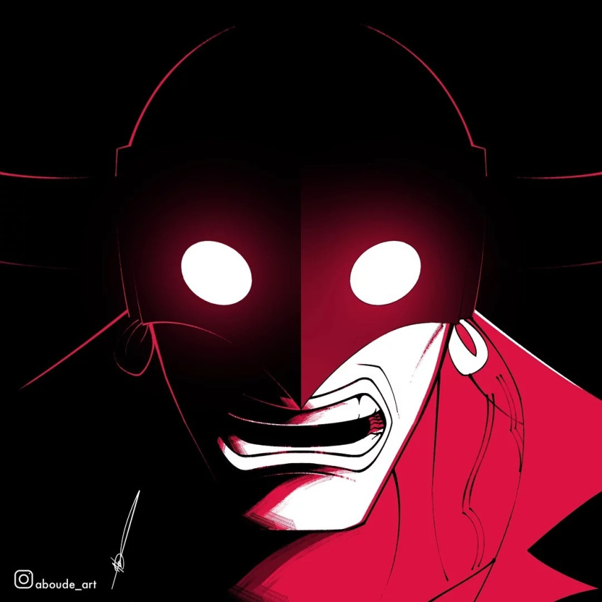 1boy aboude_art artist_name curled_horns earrings horns instagram_logo instagram_username jewelry limited_palette looking_at_viewer male_focus mask one_piece open_mouth signature solo teeth who's_who_(one_piece)
