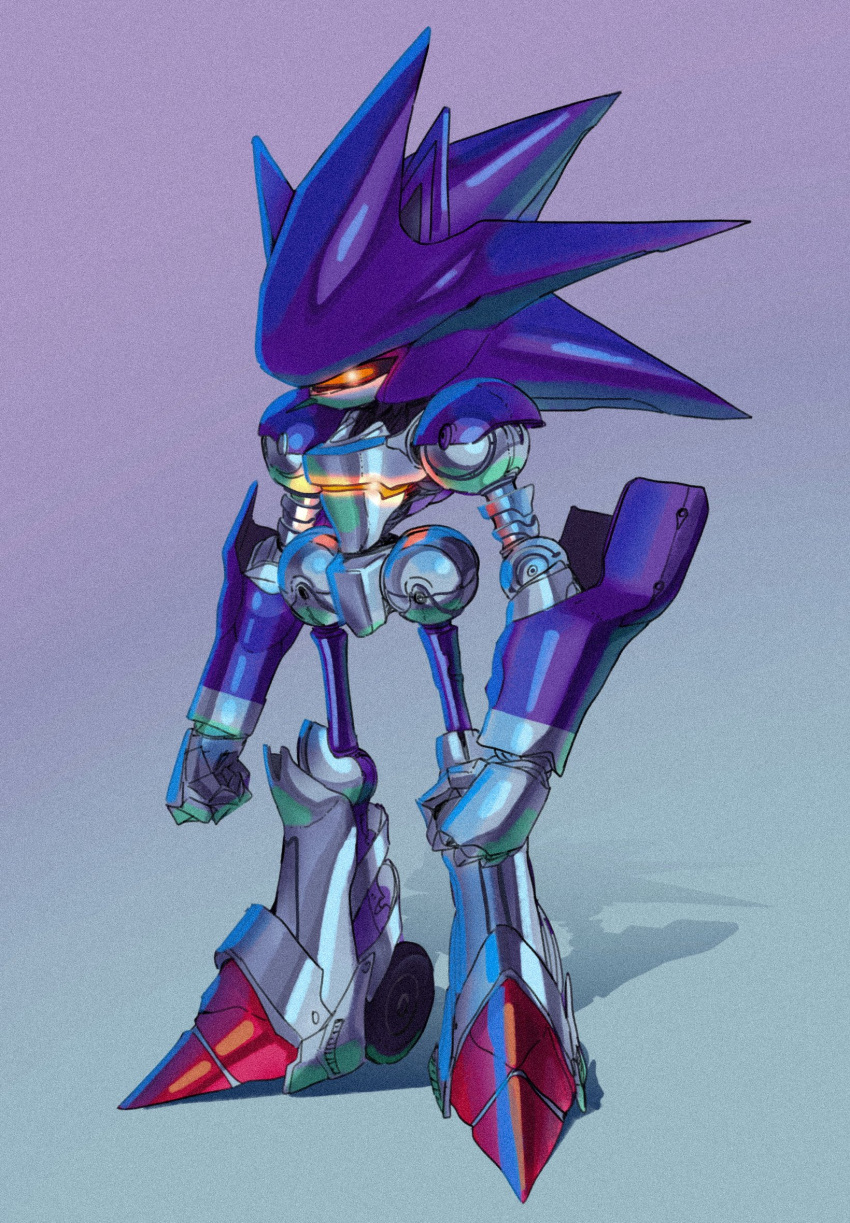 1boy clenched_hands full_body highres male_focus mecha_sonic_mkii mochi_paya non-humanoid_robot robot robot_animal solo sonic_(series)
