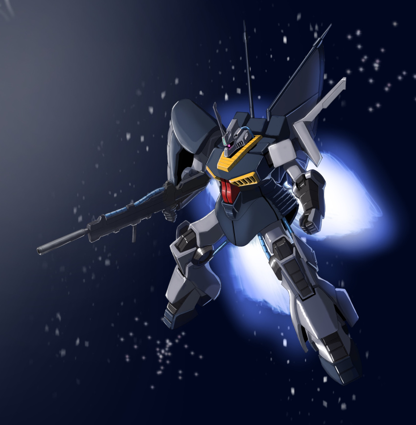 absurdres beam_rifle clenched_hand dijeh energy_gun gundam highres mecha mobile_suit no_humans robot science_fiction space starry_background thrusters user_cgsg5877 weapon zeta_gundam