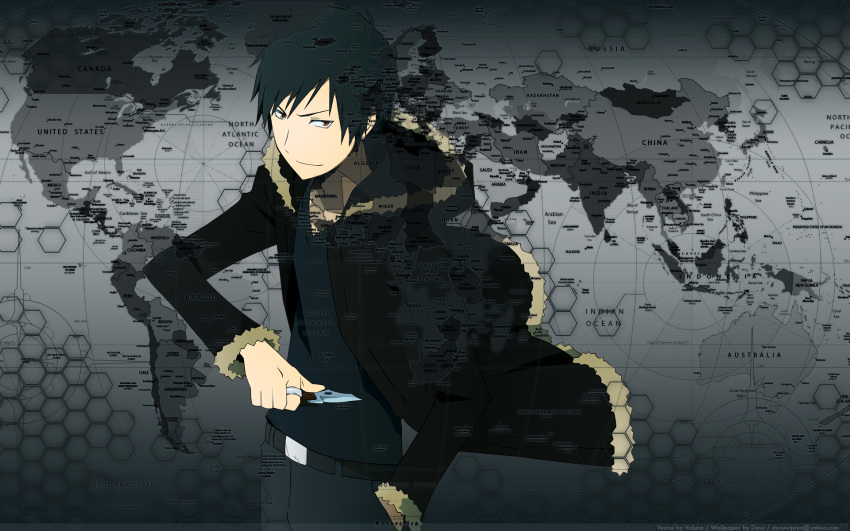 black_hair brown_eyes durarara! orihara_izaya weapon