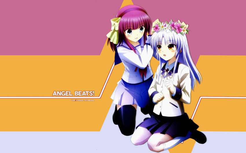 angel_beats! nakamura_yuri seifuku tachibana_kanade tenshi thigh-highs