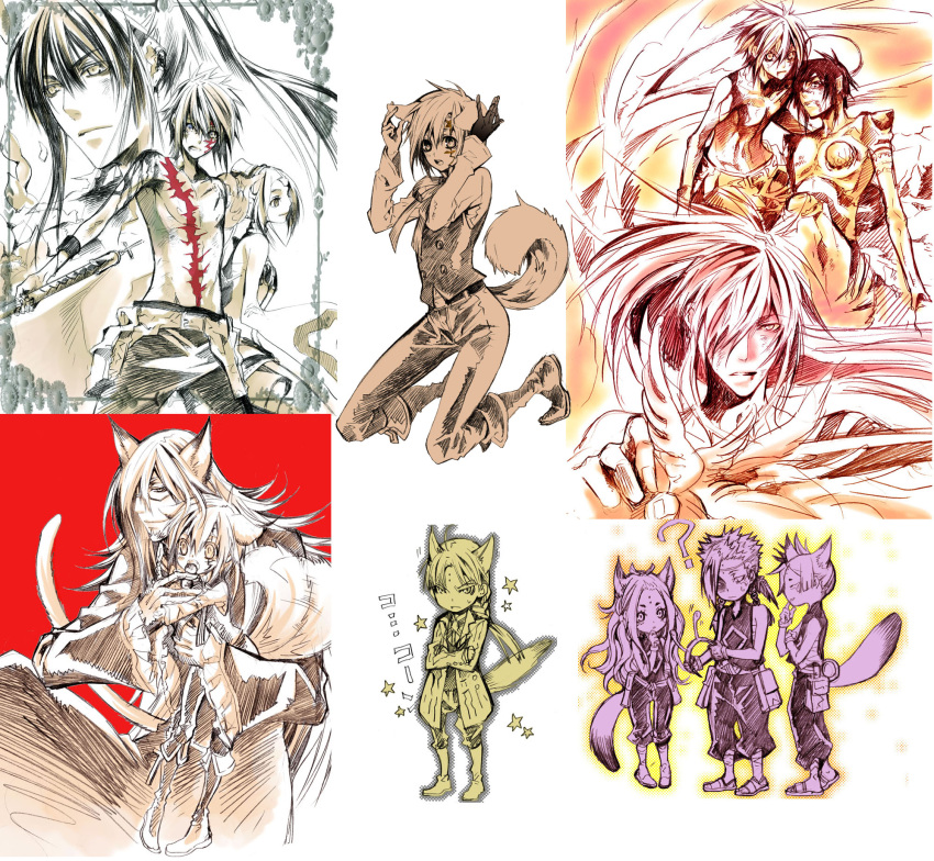 alma_karma bad_id cross_marian d.gray-man highres howard_link kanda_yuu madarao sketch suga-r sugahara_ryuu tevak