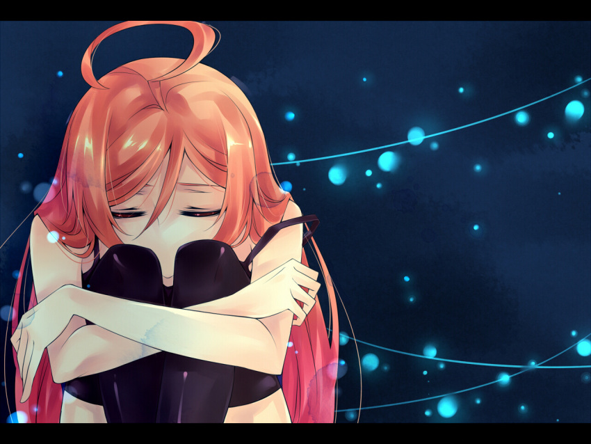 ahoge closed_eyes knee_hug letterboxed miki_(vocaloid) redhead sad thigh_highs vocaloid