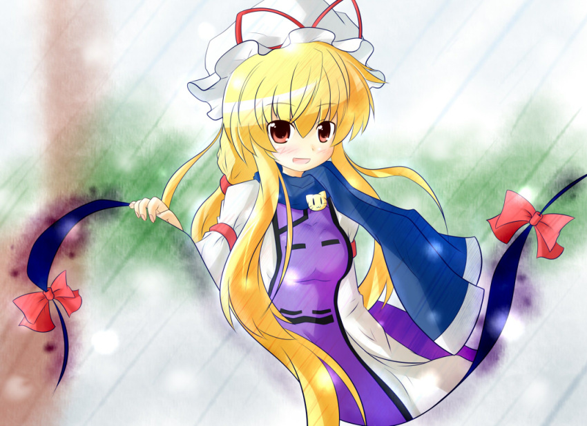 blush gap hat long_hair scarf touhou very_long_hair yakumo_yukari yurume_atsushi