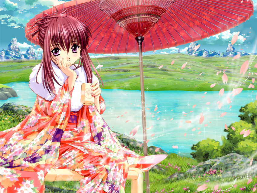 chikage japanese_clothes kimono sister_princess soft_beauty tenhiro_naoto umbrella