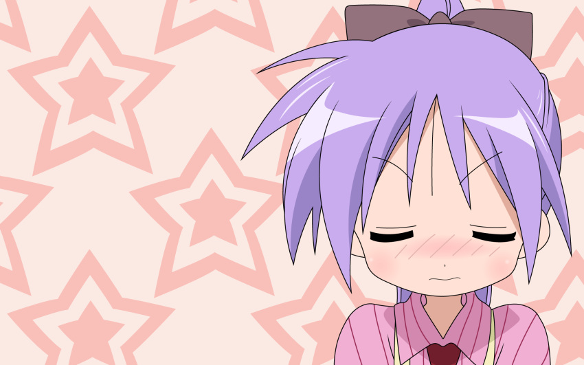 1girl blush hiiragi_kagami lucky_star ponytail stars