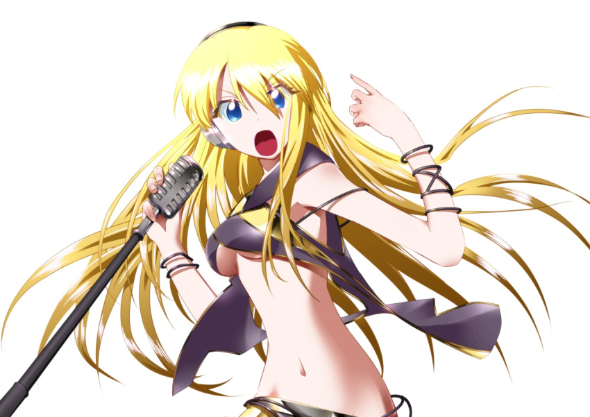 blonde_hair blue_eyes lily_(vocaloid) long_hair microphone vocaloid