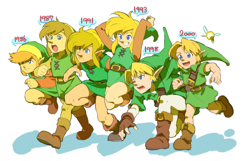 adult adventure_of_link blonde_hair blue_eyes link link's_awakening link's_awakening majora's_mask majora's_mask multiple_persona ocarina_of_time tatl the_adventure_of_link the_legend_of_zelda usikani young