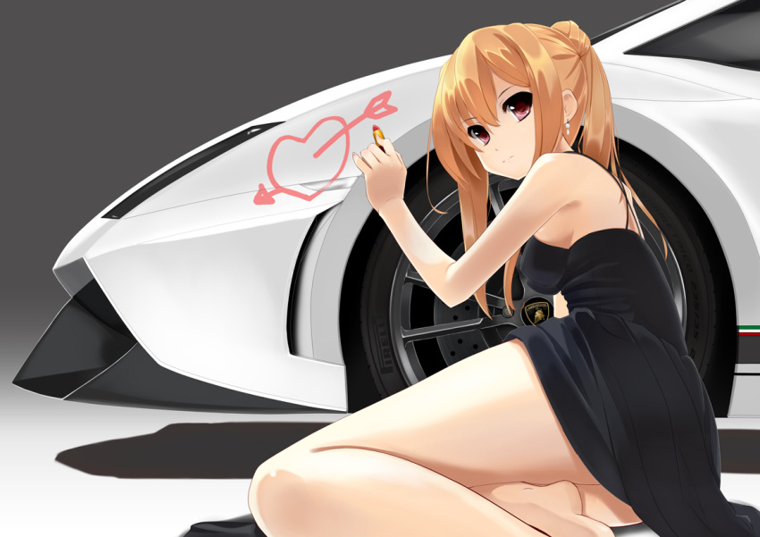 barefoot car dress earrings hands heart jewelry lamborghini lamborghini_gallardo lipstick motor_vehicle original solo vehicle