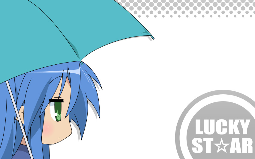 blue_hair izumi_konata lucky_star solo umbrella white