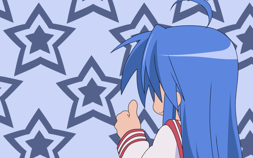 blue_hair izumi_konata lucky_star stars thumbs_up