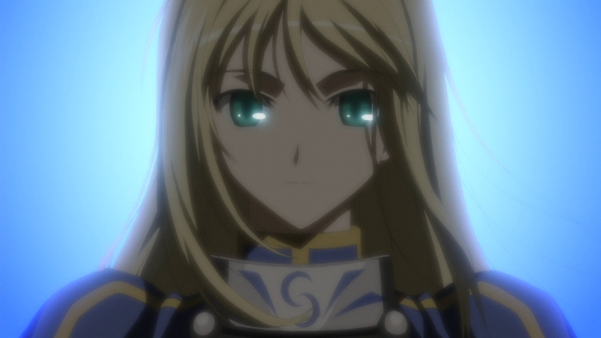 ahoge armor blonde_hair fate/stay_night green_eyes long_hair saber smile solo