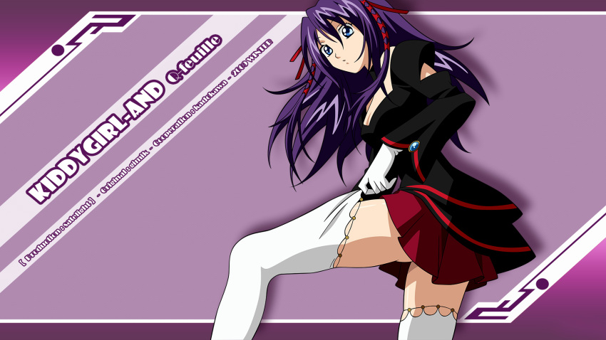 1girl blue_eyes gloves kiddy_girl-and kiddy_grade long_hair purple_hair q-feuille tagme thigh-highs