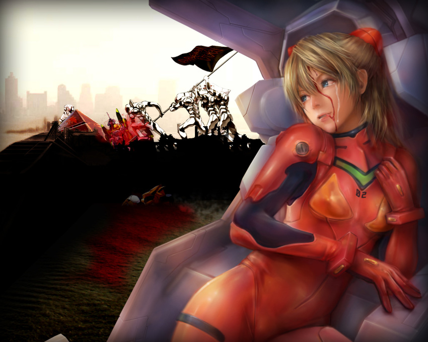 blood neon_genesis_evangelion plugsuit realistic souryuu_asuka_langley tears