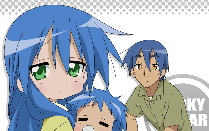 blue_hair family izumi_kanata izumi_konata izumi_soujirou lucky_star