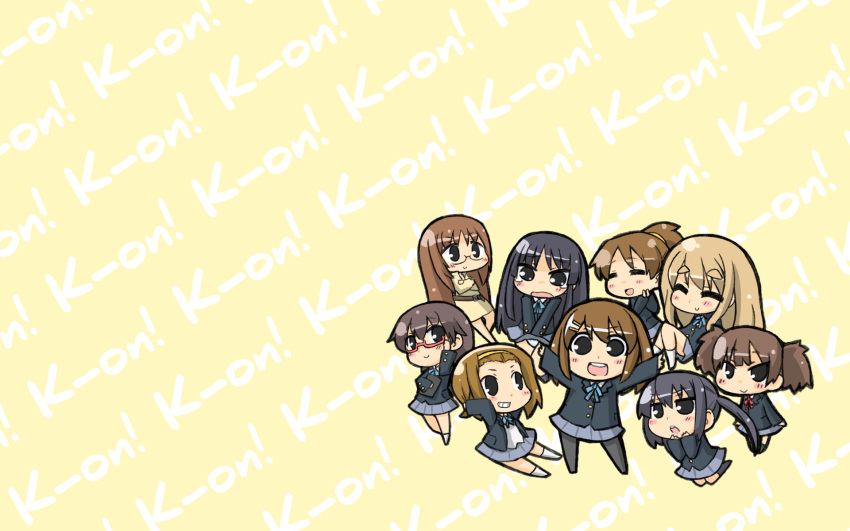 akiyama_mio blush chibi glasses hirasawa_ui hirasawa_yui k-on! kotobuki_tsumugi manabe_nodoka nakano_azusa nekoyama pantyhose seifuku suzuki_jun tainaka_ritsu yamanaka_sawako