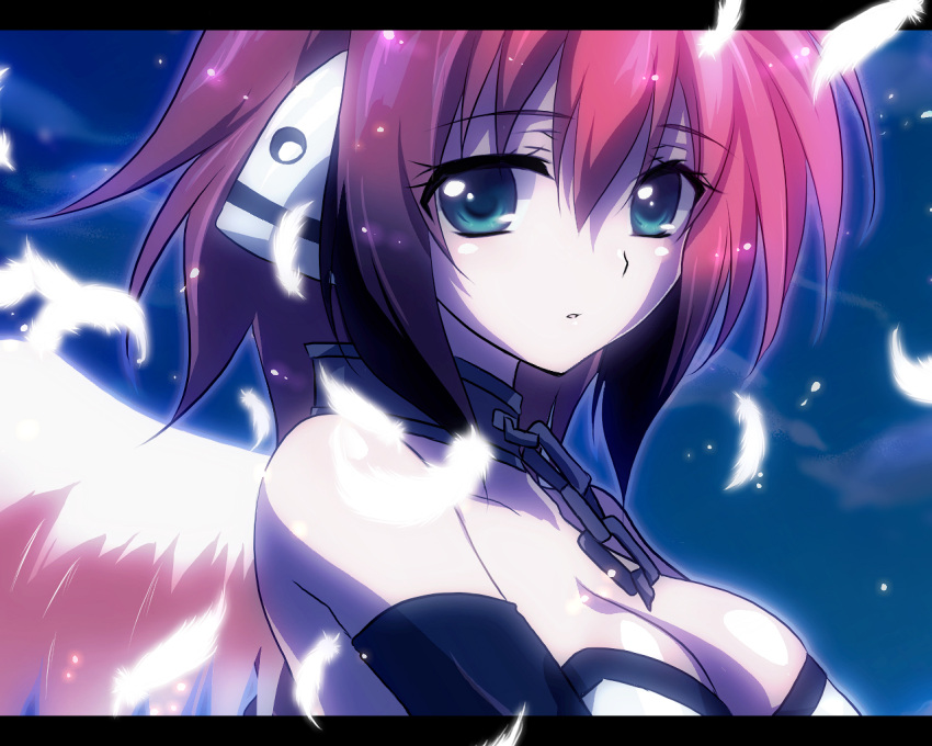 chain collar feathers ichiyou_moka ikaros pink_hair sora_no_otoshimono wings