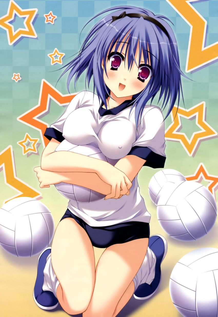 blue_hair buruma gym_uniform hello_good-bye highres moekibara_fumitake saotome_suguri volleyball