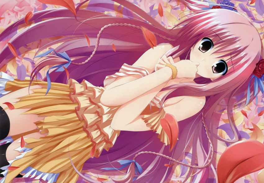 dress long_hair pink_hair sakuno_kanata sakura_no_sora_to_kimi_no_koto thigh-highs thighhighs tsukinon