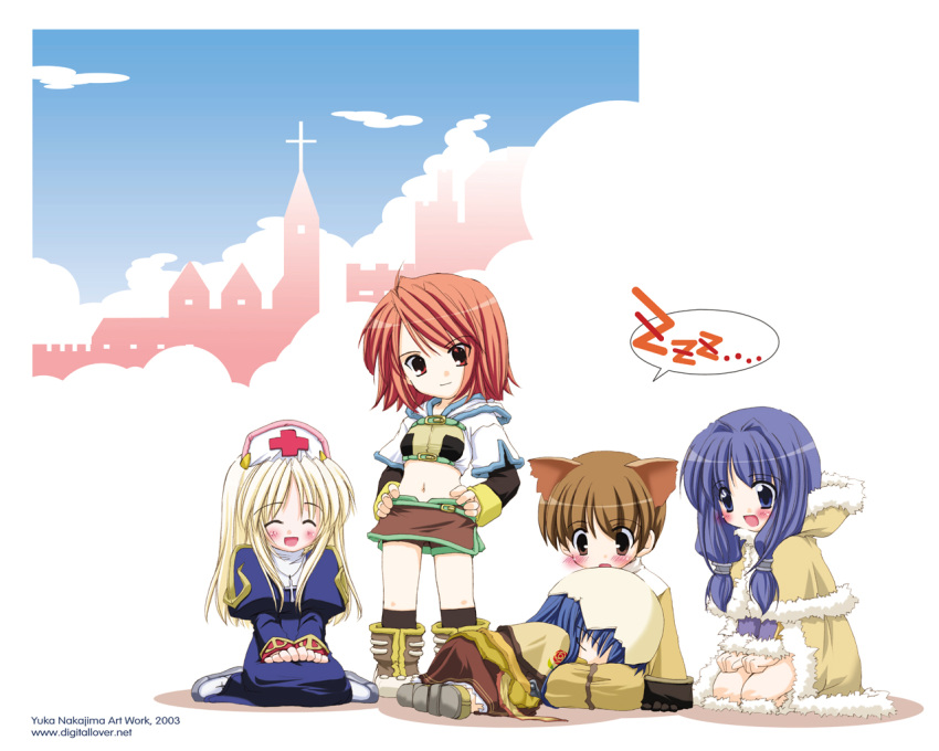 chibi closed_eyes dl_action eggshell_hat hat hunter hunter_(ragnarok_online) nakajima_yuka nurse_cap priest priest_(ragnarok_online) ragnarok_online sleeping swordman wallpaper wizard wizard_(ragnarok_online)