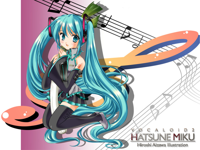hatsune_miku long_hair musical_note solo twintails vocaloid