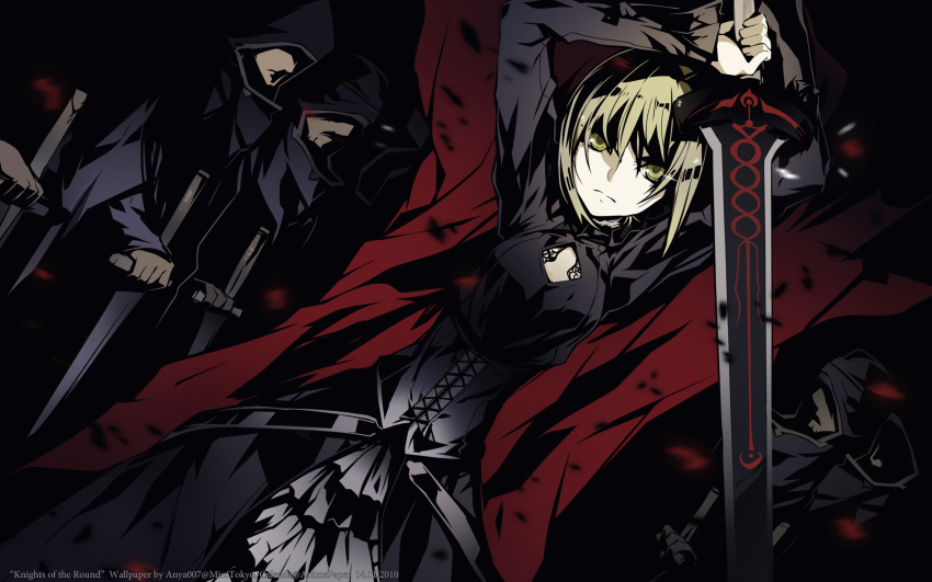blonde_hair dress fate/stay_night saber sword weapon yellow_eyes