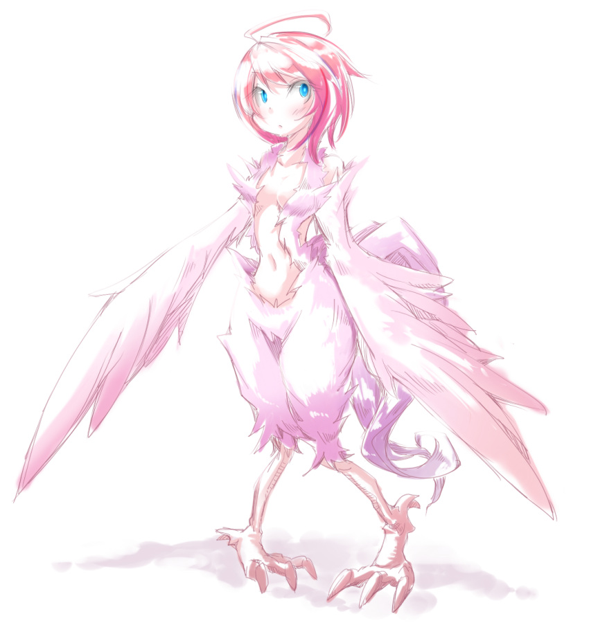 bad_id blue_eyes copyright_request frfr harpy monster_girl pink_hair