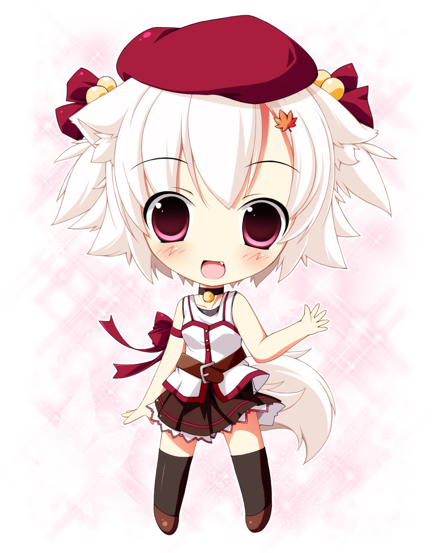 altivr animal_ears bad_id chibi hat highres inubashiri_momiji kanzaki_sora tail touhou white_hair wolf_ears wolf_tail