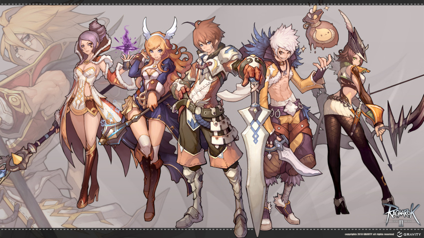 acolyte archer archer_(ro2) bandage bandages blonde_hair blue_eyes boots bow breasts brown_eyes brown_hair cleavage cleaveage curly_hair everyone fishnet_pantyhose fishnets glasses highres long_hair magic magician magician_(ro2) myung-jin_lee official_art pantyhose purple_eyes purple_hair ragnarok_online_2 ragnarok_online_2:_legend_of_the_second scar smile sword swordman swordman_(ro2) tattoo thief thief_(ro2) thigh-highs thighhighs violet_eyes wallpaper weapon white_hair wings