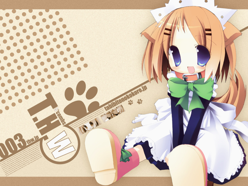 blue_eyes cat_ears catgirl collar highres leash maid nagomi_tozakura ribbons tail tozakura_nagomi wallpaper