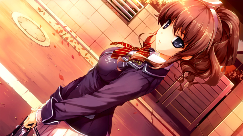 brown_hair game_cg hanamiya_nagisa kuroya_shinobu seifuku ushinawareta_mirai_wo_motomete