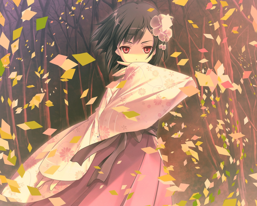 black_hair game_cg japanese_clothes kimono kitto_todoku_sumiwataru_asairo_yori_mo red_eyes short_hair waka yasuyuki