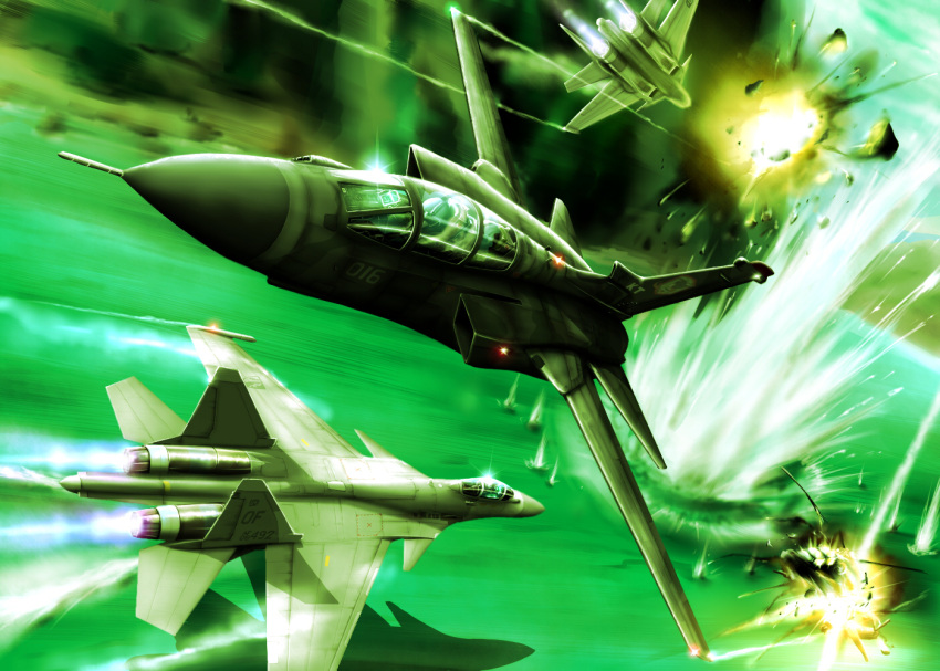 ace_combat_5 aerial_battle afterburner airplane battle blaze_(character) commentary destruction dogfight explosion fighter_jet flying jet ofnir_squadron panavia_tornado_(airplane) pilot razgriz river su-35 war water zephyr164