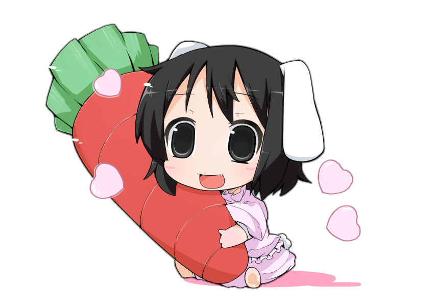 black_hair carrot chibi fanfad heart highres inaba_tewi ladfa rabbit_ears solo touhou