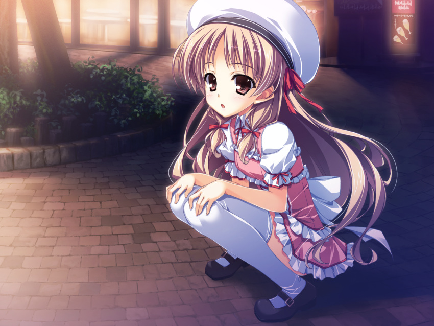 brown_eyes brown_hair game_cg kourin_no_machi_lavender_no_shoujo loli long_hair riko_sada thigh-highs thighhighs yuuki_hagure