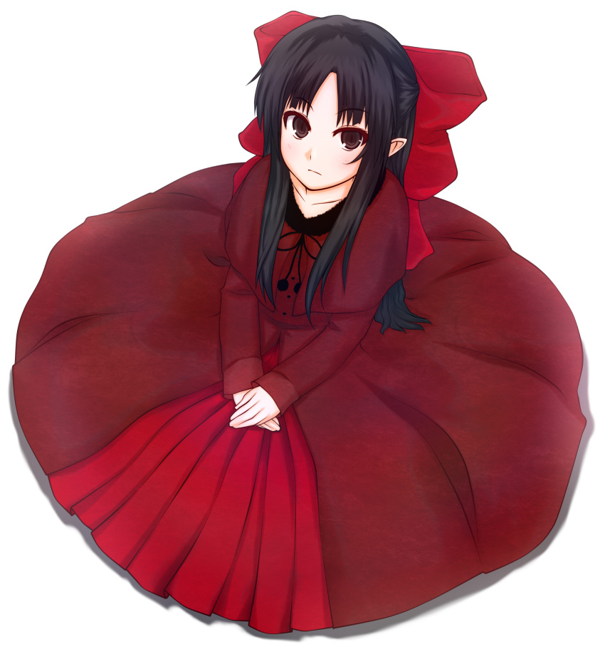black_hair dress highres len melty_blood pointy_ears recolor red_dress tsukihime varitora