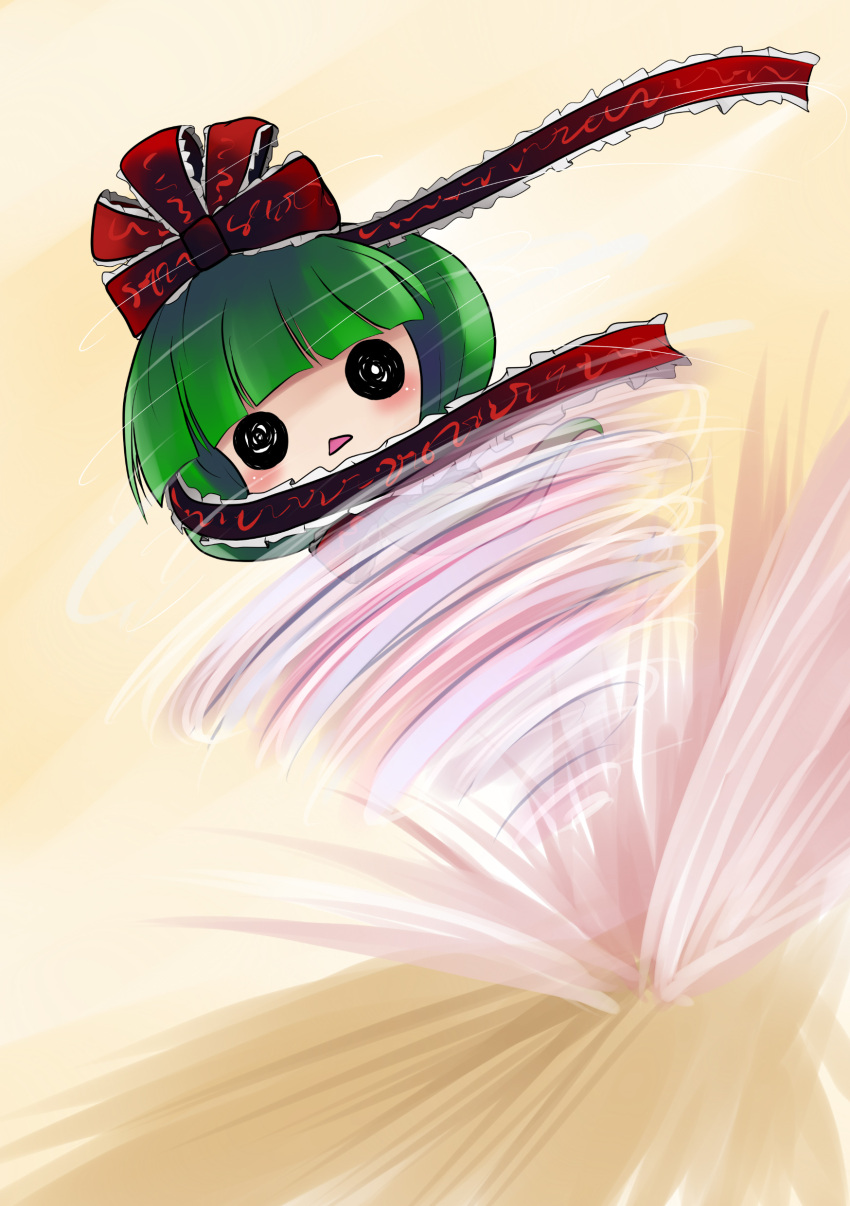 absurdres bow chibi green_hair hair_bow highres kagiyama_hina solo spinning touhou yume_shokunin