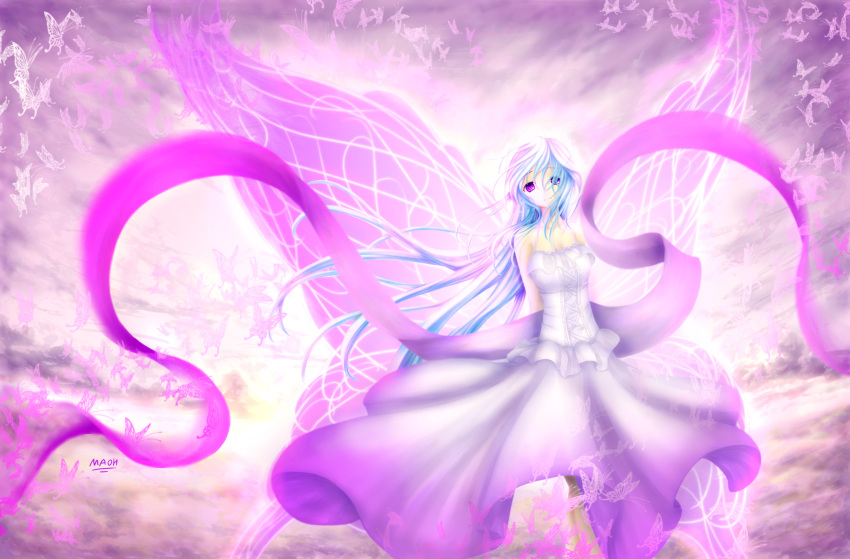 blue_hair butterfly dress highres maoh original purple_eyes ulquiorra0 violet_eyes wings