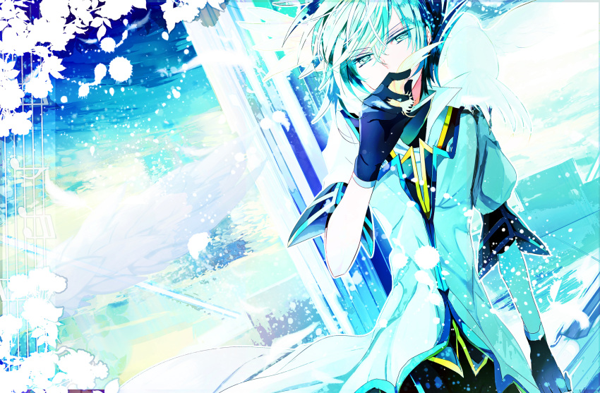 1boy asrhion feathers gloves green_eyes green_hair highres male sync tales_of_(series) tales_of_the_abyss