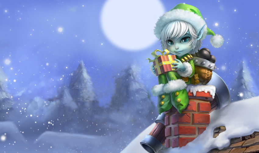 chimney gift hat holding holding_gift league_of_legends official_art pointy_ears tristana