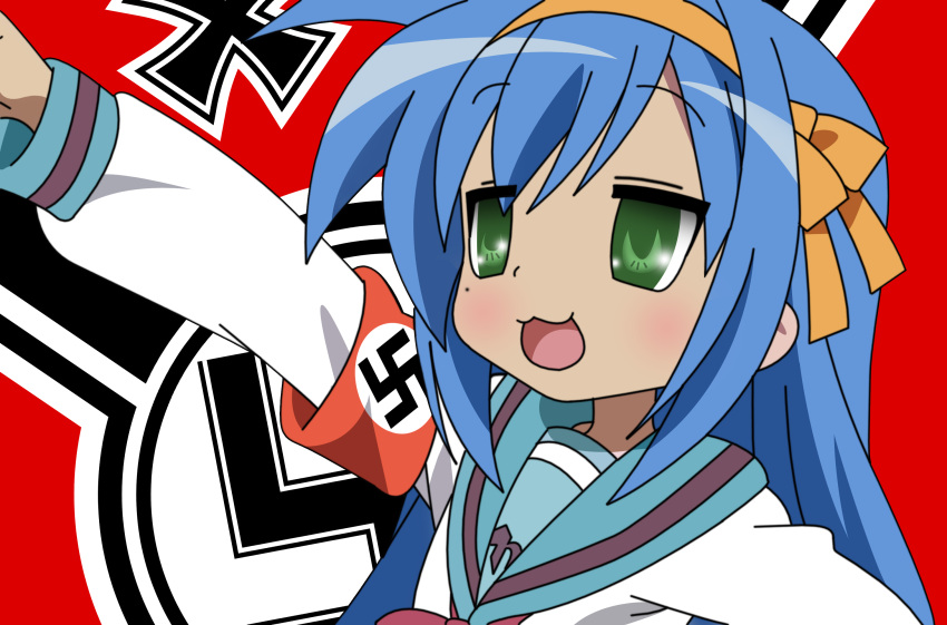 cosplay highres iron_cross izumi_konata lucky_star nazi parody school_uniform suzumiya_haruhi_no_yuuutsu swastika