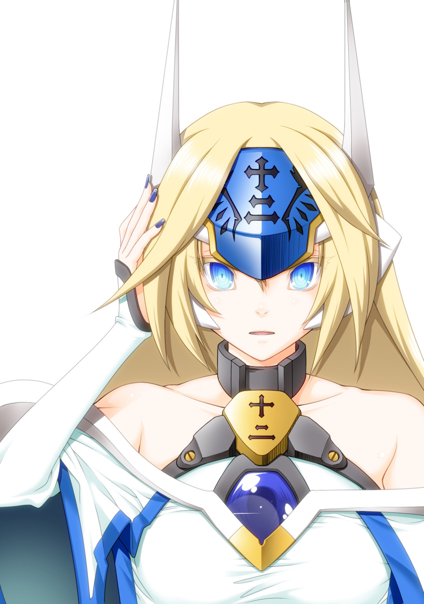 blonde_hair blue_eyes bust highres kairichan long_hair mu-12 nail_polish solo