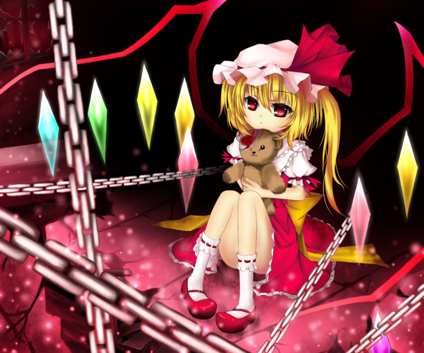 blonde_hair chain flandre_scarlet hat red_eyes touhou wings zzz36951