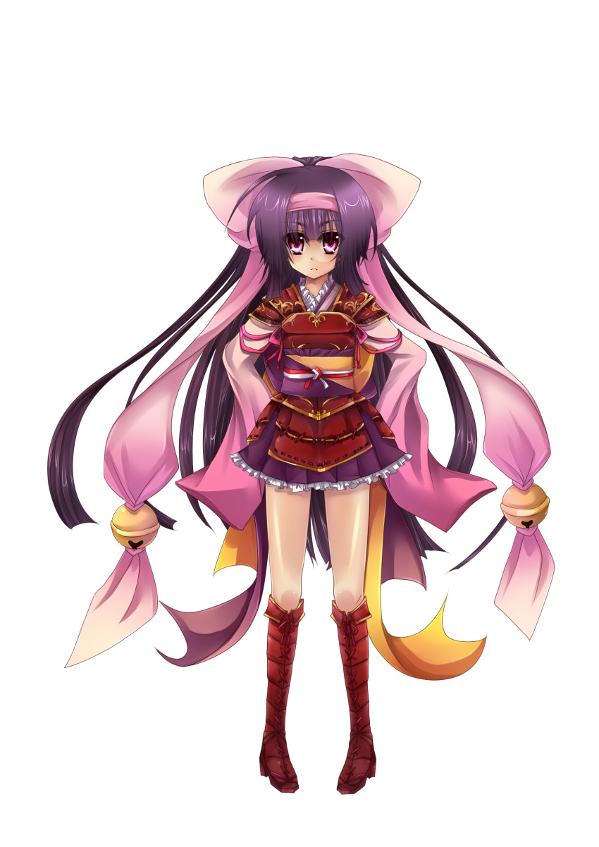 bell bow hair_bow hairband hands_on_hips highres original solo tomcho traditional_clothes